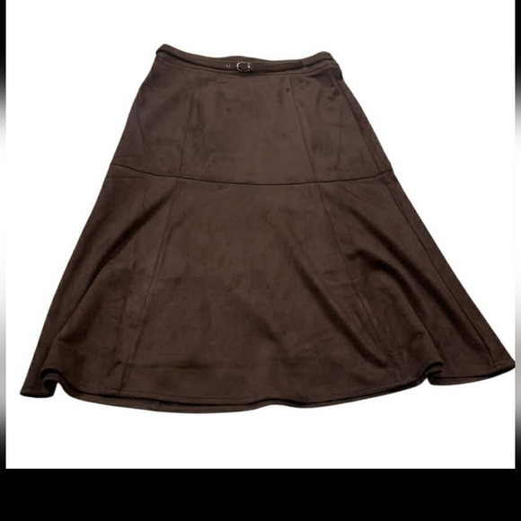 Marc New York Andrew Marc Dresses & Skirts - ​Marc New York Espresso Faux Suede Midi Skirt XL Dark Academia Belted A-Line